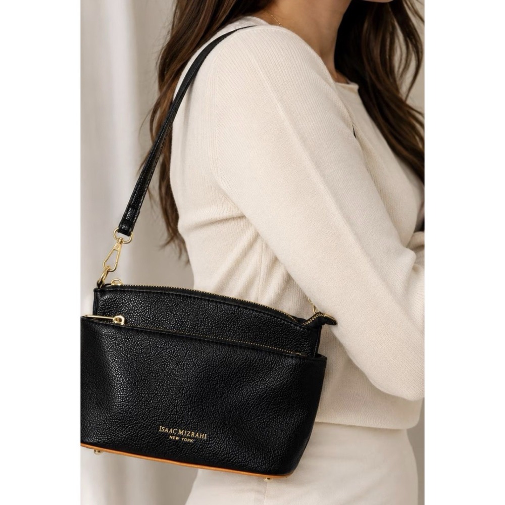 Divina Firenze Lilla Black Pebbled Leather Crossbody Bag made in Italy